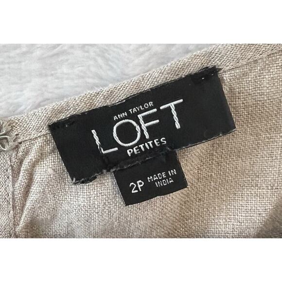 Ann Taylor Womens Linen One Piece Size 2P Embroidered Peasant Beachy Bohemian - Picture 5 of 9